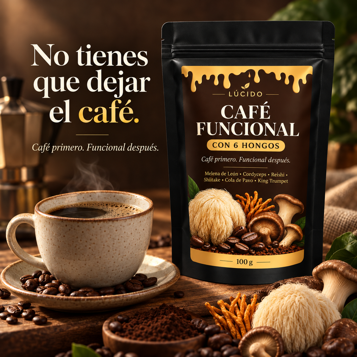 Lúcido™ — Café con 6 Hongos